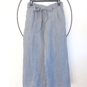 Grey Wide Leg Linen Pants